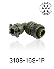 3108-16S-1P 3108 Serisi 7 Pinli 8 Amper Askeri Tip Konnektör -Erkek