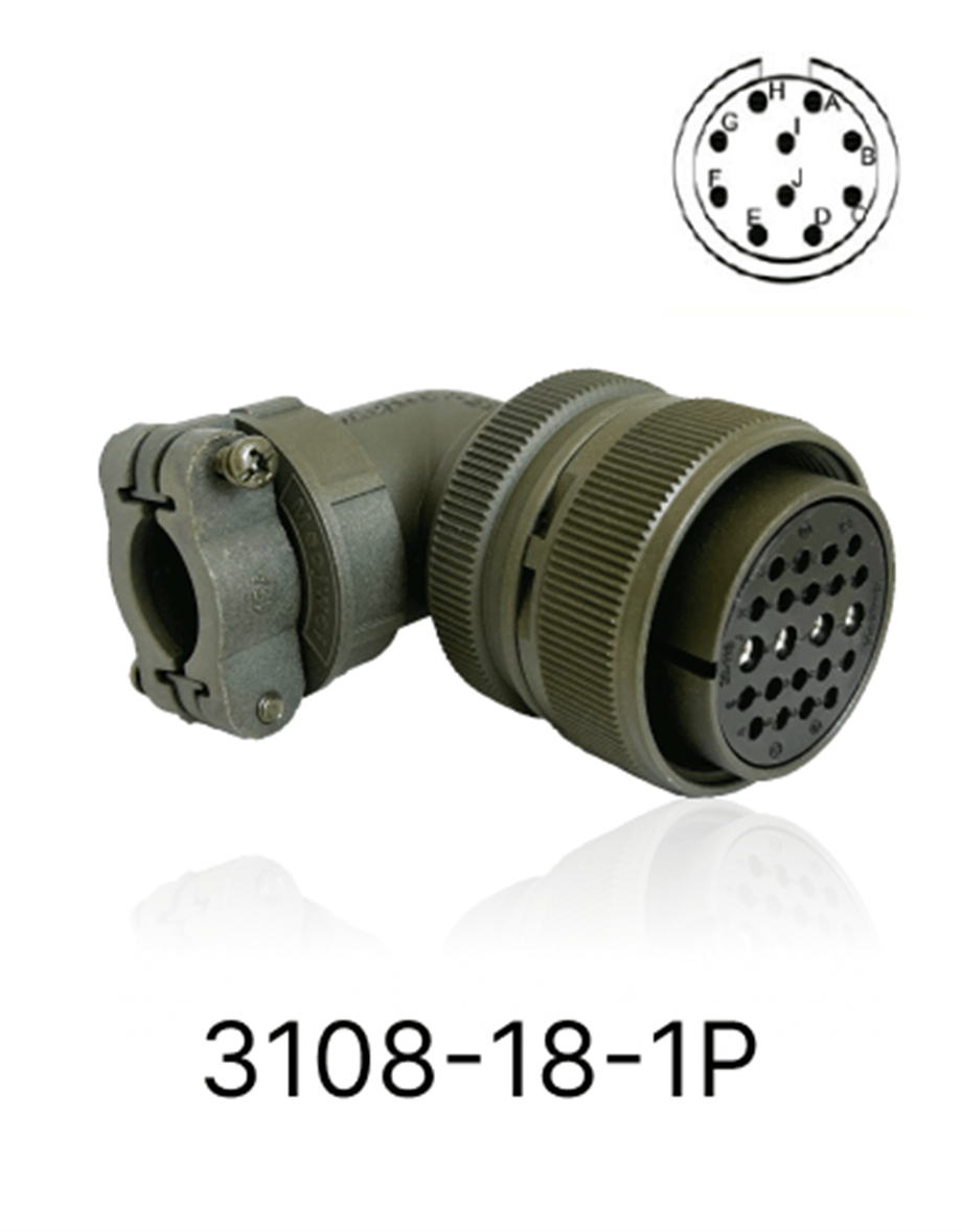 3108-18-1P 3108 Serisi 10 Pinli 10 Amper Askeri Tip Konnektör -Erkek