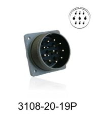 3108-20-19P 3108 Serisi 3 Pinli 12 Amper Askeri Tip Konnektör -Erkek