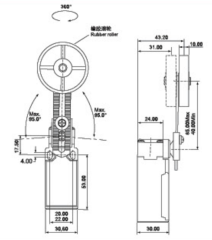 CLS-191A AÇISAL AYARLI KOL 50mm KAUÇUK AY MAKARA LİMİT SWİTCH SİVİÇ ANAHTAR
