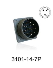 3101-14S-7P 3101 Serisi 3 Pinli 6 Amper Askeri Tip Konnektör -Erkek