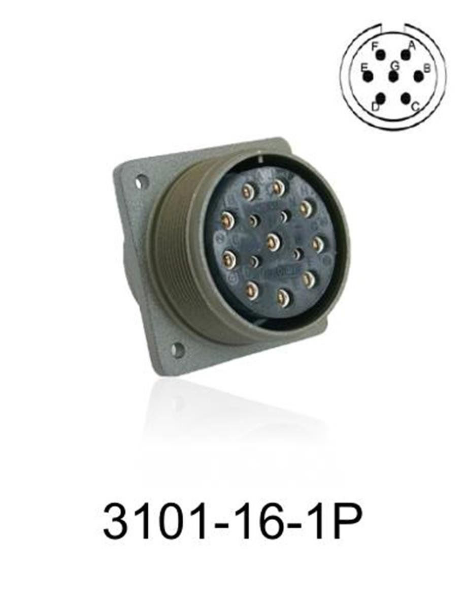 3101-16S-1P 3101 Serisi 7 Pinli 8 Amper Askeri Tip Konnektör -Erkek