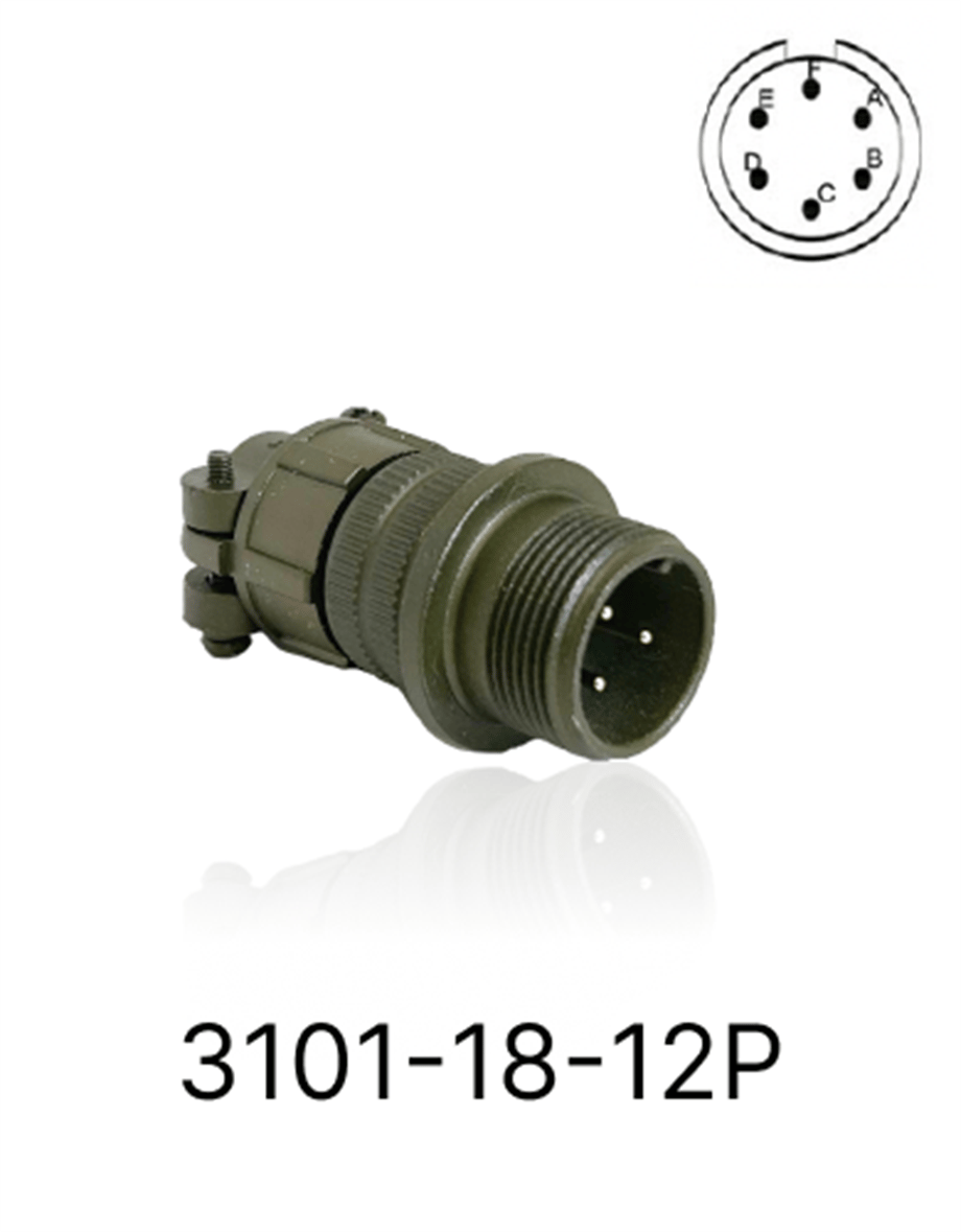 3101-18-12P 3101 Serisi 6 Pinli 10 Amper Askeri Tip Konnektör -Erkek