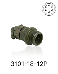3101-18-12P 3101 Serisi 6 Pinli 10 Amper Askeri Tip Konnektör -Erkek