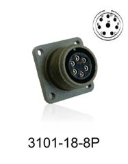 3101-18-8P 3101 Serisi 8 Pinli 10 Amper Askeri Tip Konnektör -Erkek