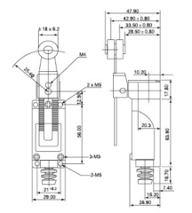 TZ-8108M AÇISAL KOL AYARLI METAL MAKARALI LİMİT SWİTCH SİVİÇ