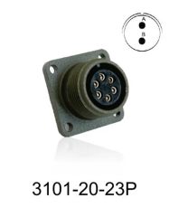 3101-20-23P 3101 Serisi 2 Pinli 12 Amper Askeri Tip Konnektör -Erkek