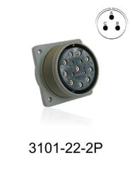 3101-22-2P 3101 Serisi 3 Pinli 12 Amper Askeri Tip Konnektör -Erkek