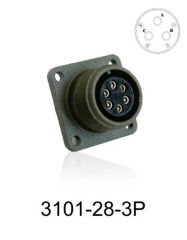 3101-28-3P 3101 Serisi 3 Pinli 16 Amper Askeri Tip Konnektör -Erkek