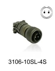 3106-10SL-4S 3106 Serisi 2 Pinli 4 Amper Askeri Tip Konnektör -Dişi