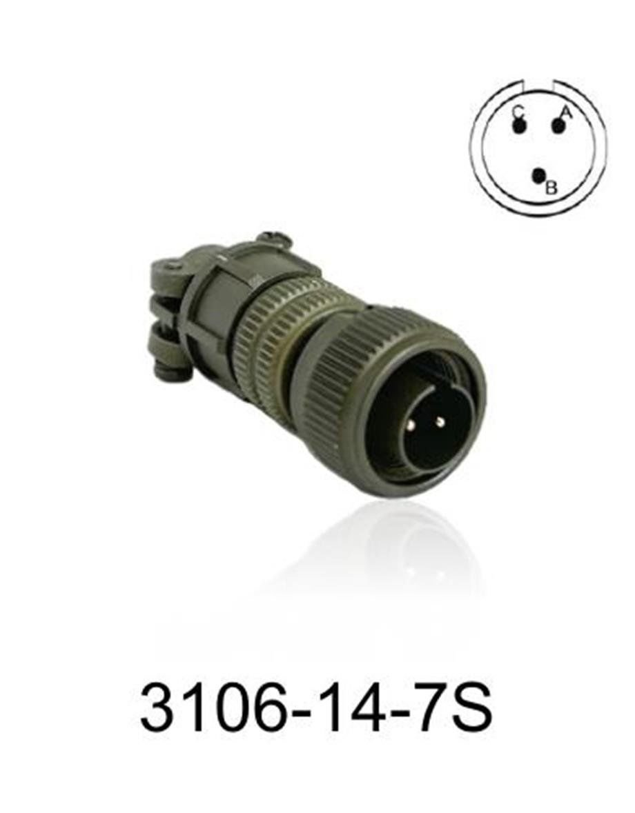 3106-14S-7S 3106 Serisi 3 Pinli 6 Amper Askeri Tip Konnektör -Dişi