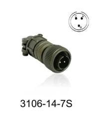 3106-14S-7S 3106 Serisi 3 Pinli 6 Amper Askeri Tip Konnektör -Dişi