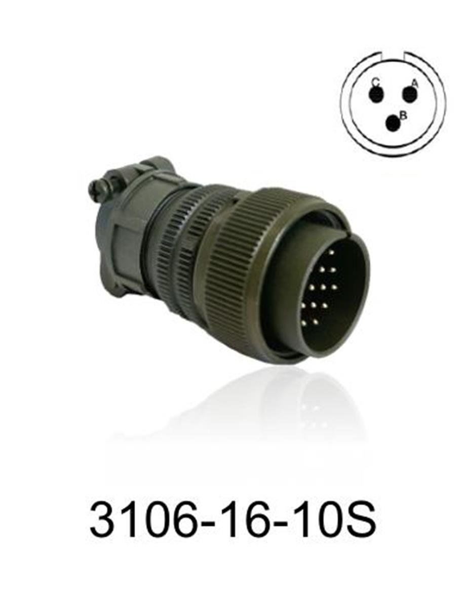 3106-16S-10S 3106 Serisi 3 Pinli 8 Amper Askeri Tip Konnektör -Dişi