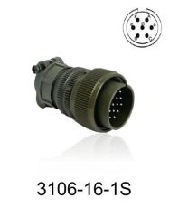 3106-16S-1S 3106 Serisi 7 Pinli 8 Amper Askeri Tip Konnektör -Dişi
