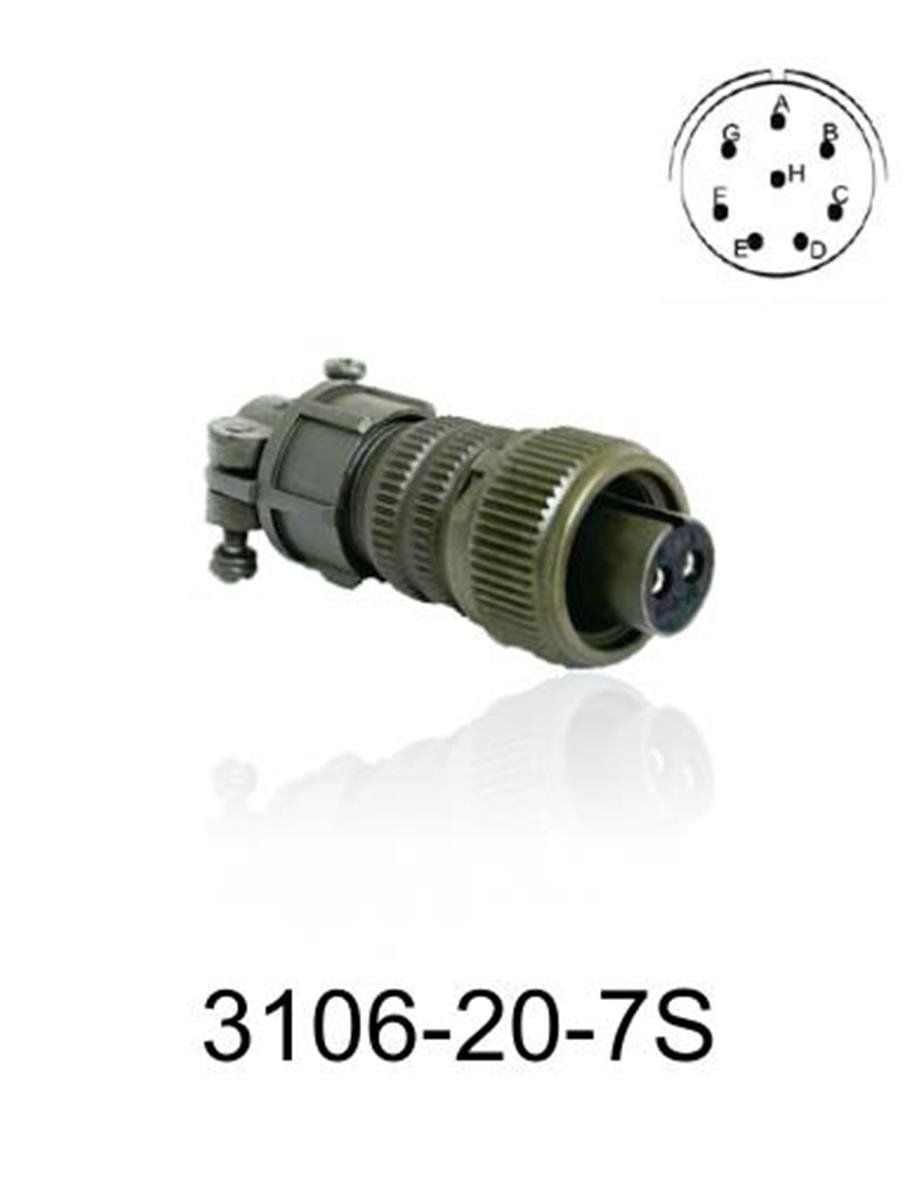 3106-20-7S 3106 Serisi 8 Pinli 12 Amper Askeri Tip Konnektör -Dişi
