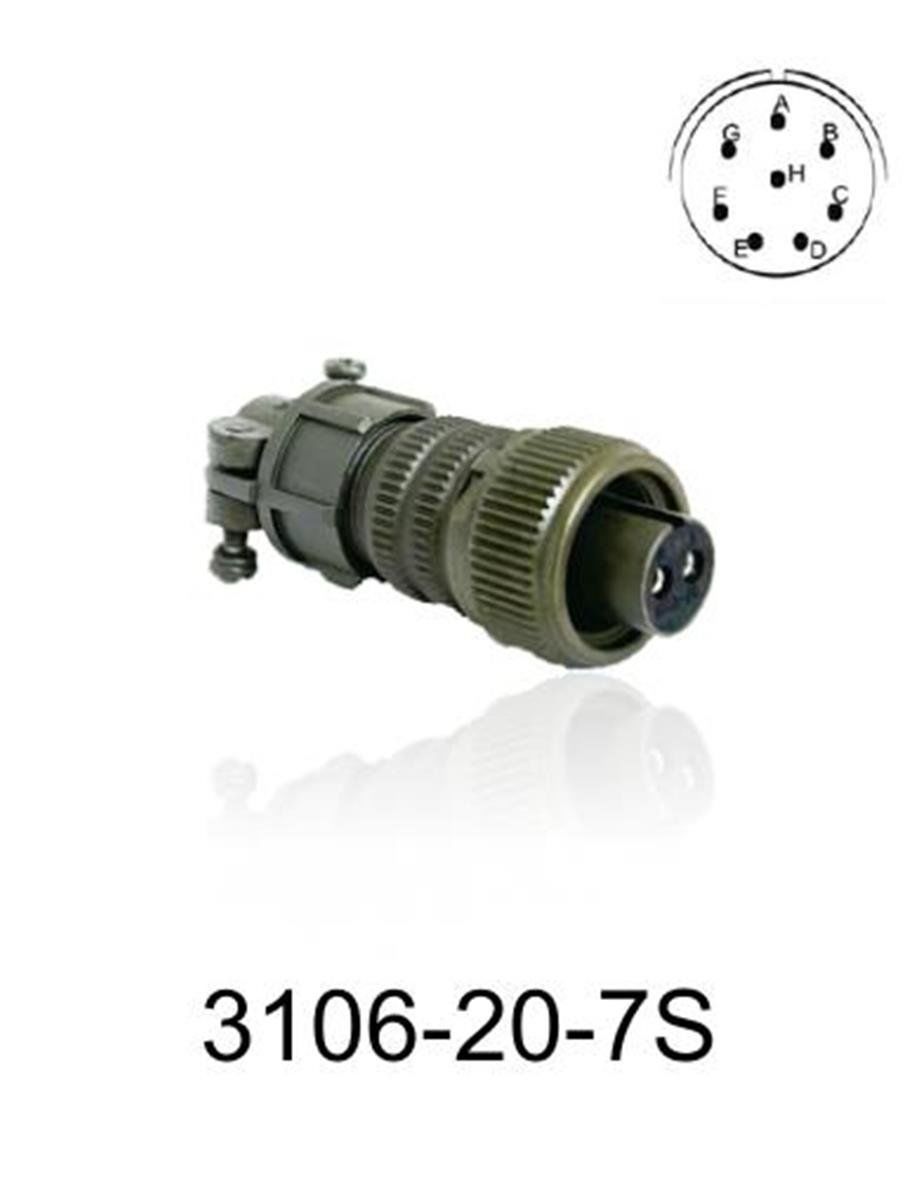 3106-20-7S 3106 Serisi 8 Pinli 12 Amper Askeri Tip Konnektör -Dişi