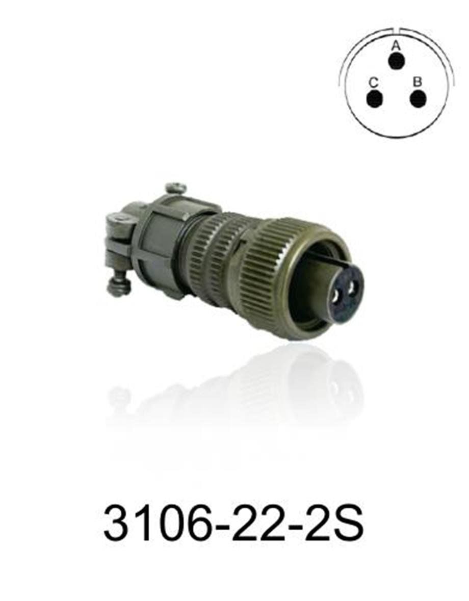 3106-22-2S 3106 Serisi 3 Pinli 12 Amper Askeri Tip Konnektör -Dişi