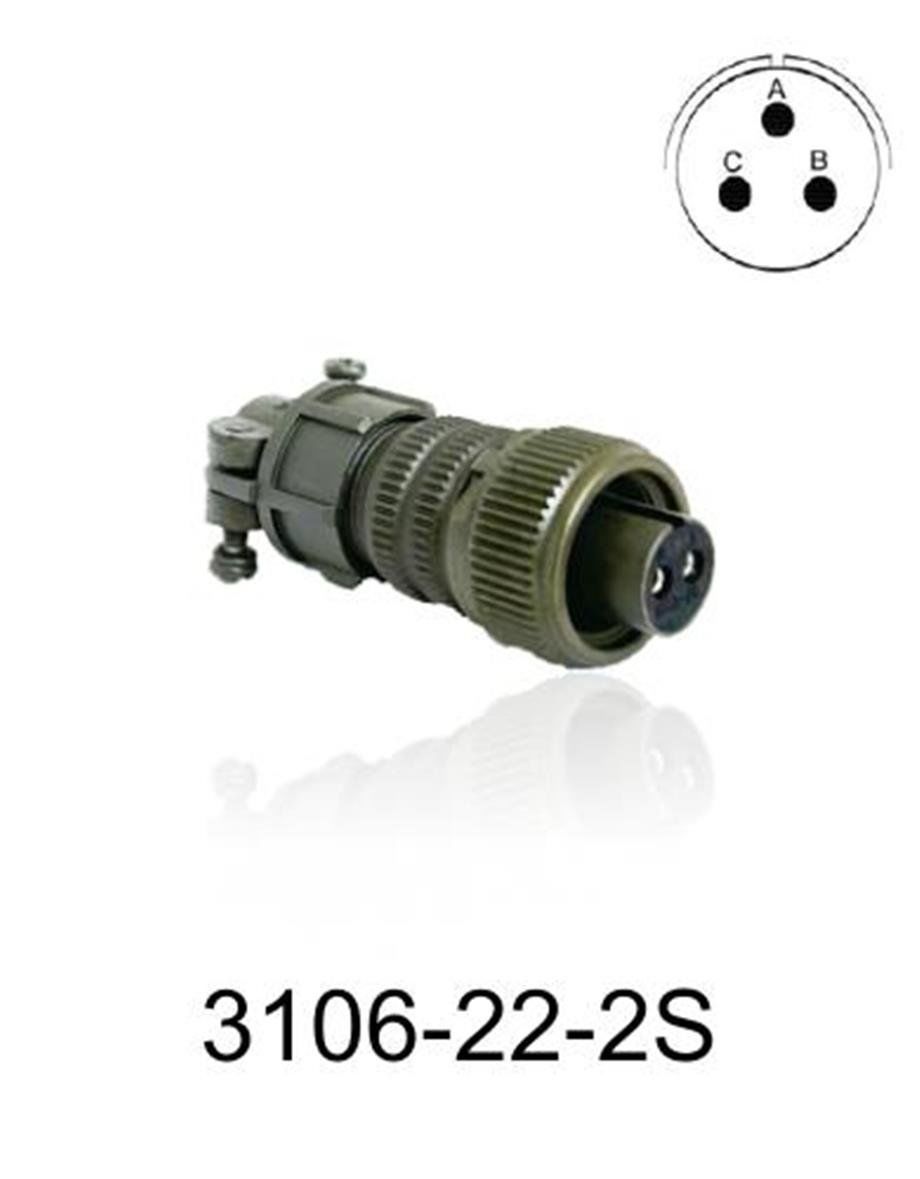 3106-22-2S 3106 Serisi 3 Pinli 12 Amper Askeri Tip Konnektör -Dişi
