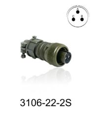3106-22-2S 3106 Serisi 3 Pinli 12 Amper Askeri Tip Konnektör -Dişi