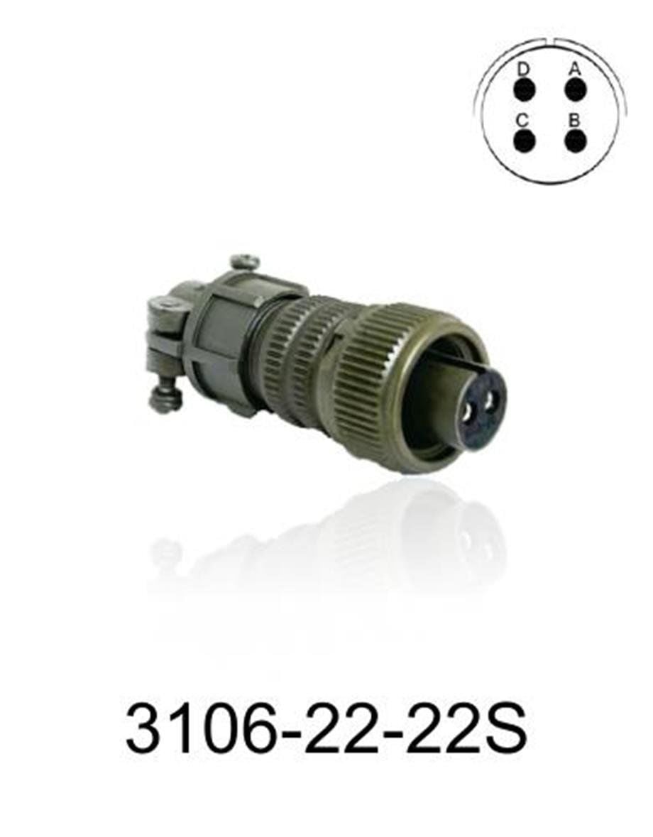 3106-22-22S 3106 Serisi 4 Pinli 12 Amper Askeri Tip Konnektör -Dişi