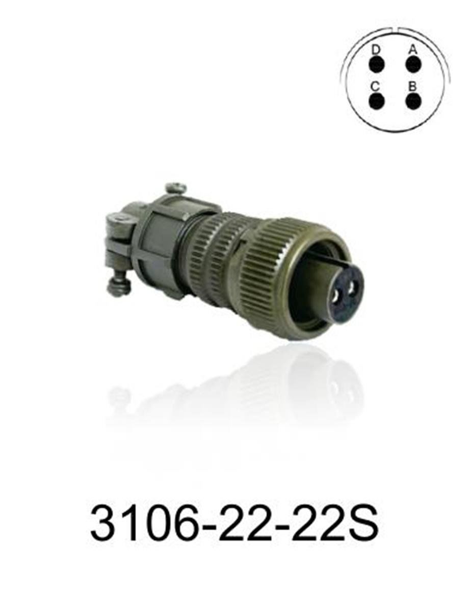 3106-22-22S 3106 Serisi 4 Pinli 12 Amper Askeri Tip Konnektör -Dişi