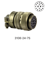 3106-24-7S 3106 Serisi 16 Pinli 12 Amper Askeri Tip Konnektör -Dişi