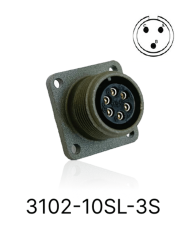 3102-10SL-3S 3102 Serisi 3 Pinli 4 Amper Askeri Tip Konnektör -Dişi