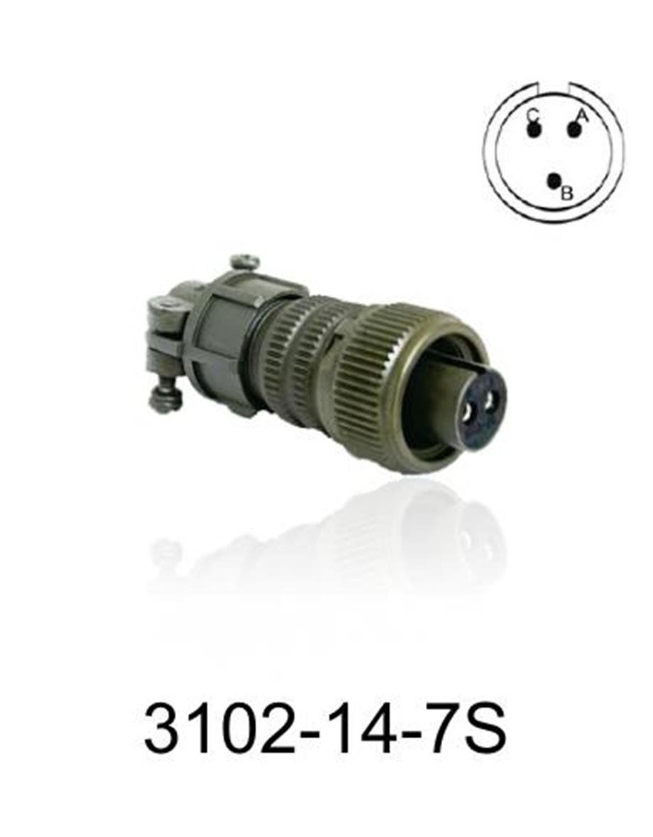 3102-14S-7S 3102 Serisi 3 Pinli 6 Amper Askeri Tip Konnektör -Dişi