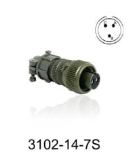 3102-14S-7S 3102 Serisi 3 Pinli 6 Amper Askeri Tip Konnektör -Dişi