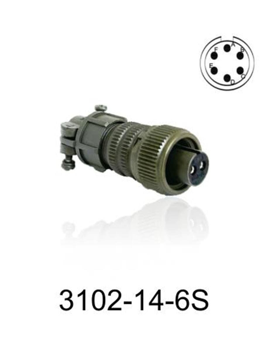 3102-14S-6S 3102 Serisi 6 Pinli 6 Amper Askeri Tip Konnektör -Dişi