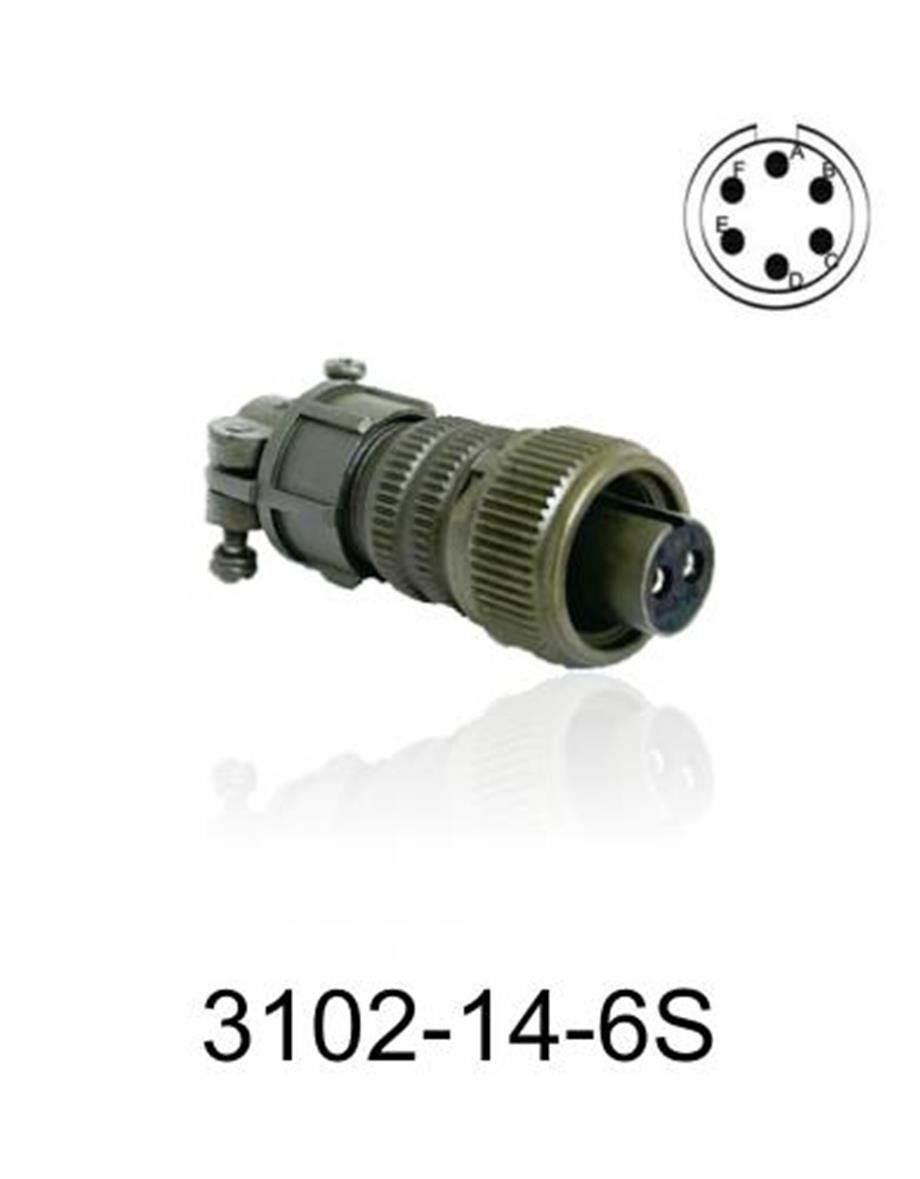 3102-14S-6S 3102 Serisi 6 Pinli 6 Amper Askeri Tip Konnektör -Dişi