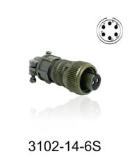 3102-14S-6S 3102 Serisi 6 Pinli 6 Amper Askeri Tip Konnektör -Dişi