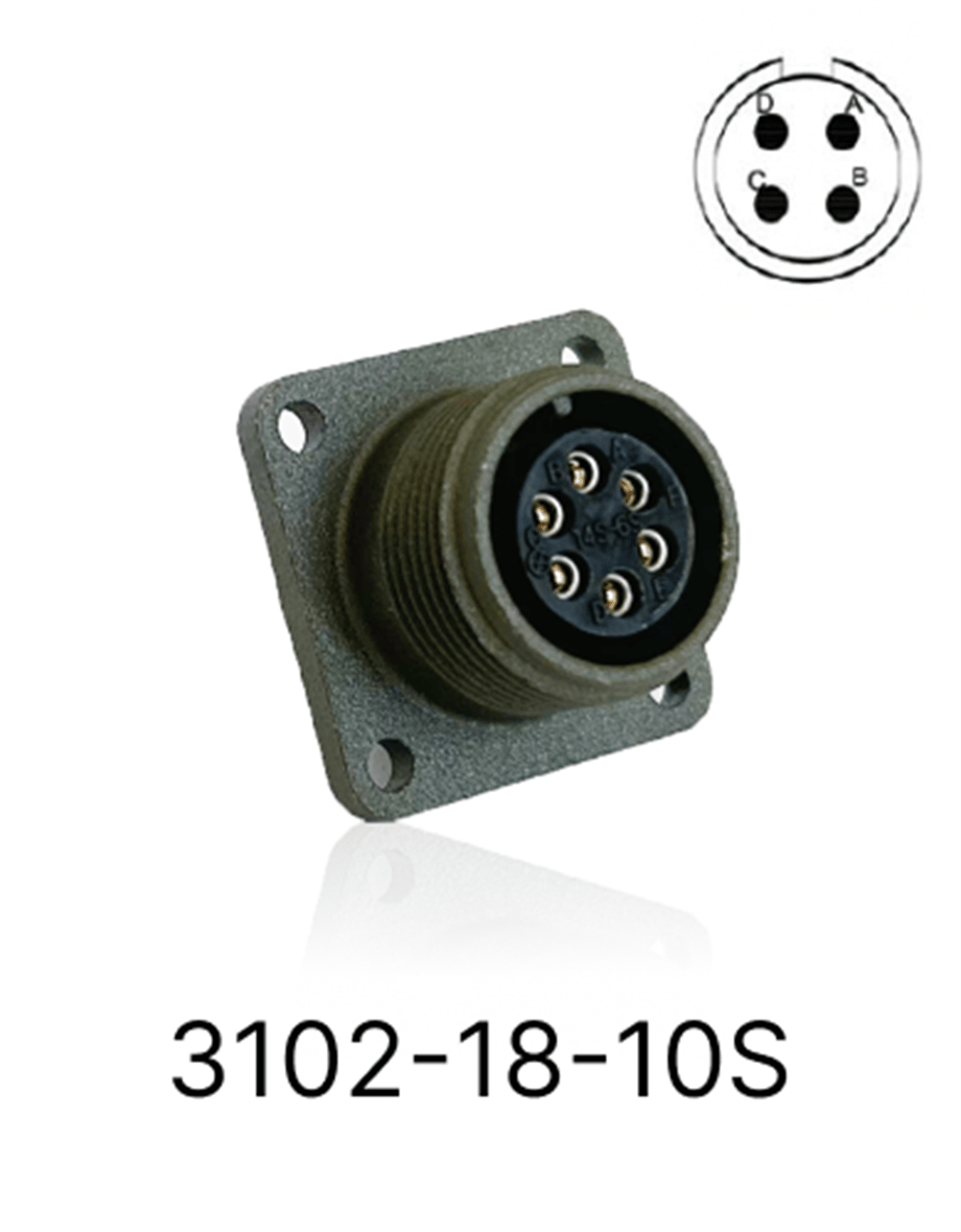 3102-18-10S 3102 Serisi 4 Pinli 10 Amper Askeri Tip Konnektör -Dişi