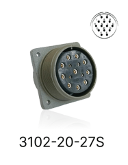 3102-20-27S 3102 Serisi 14 Pinli 12 Amper Askeri Tip Konnektör -Dişi