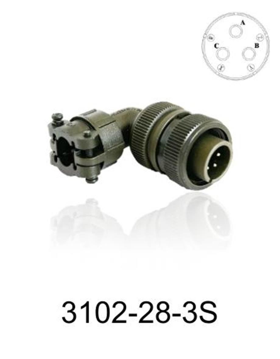 3102-28-3S 3102 Serisi 3 Pinli 16 Amper Askeri Tip Konnektör -Dişi