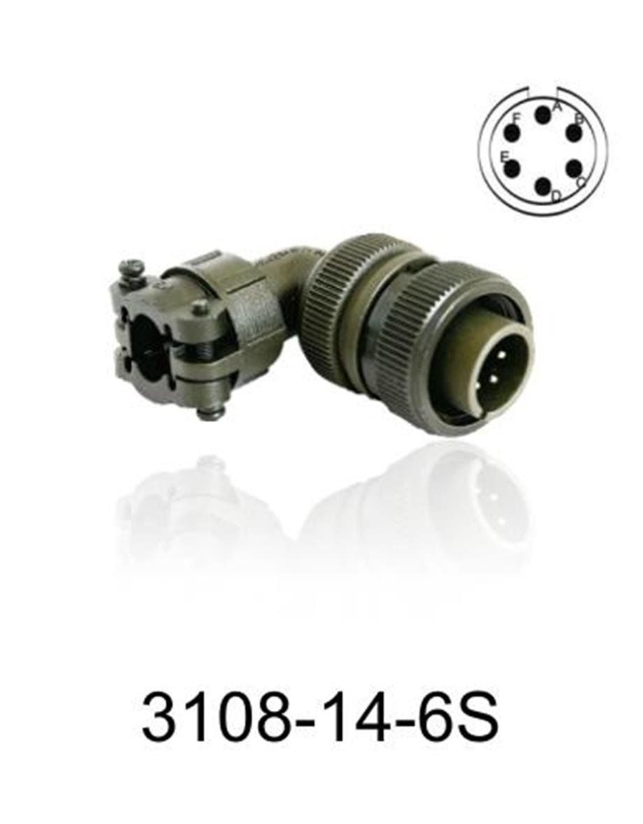 3108-14S-6S 3108 Serisi 6 Pinli 6 Amper Askeri Tip Konnektör -Dişi