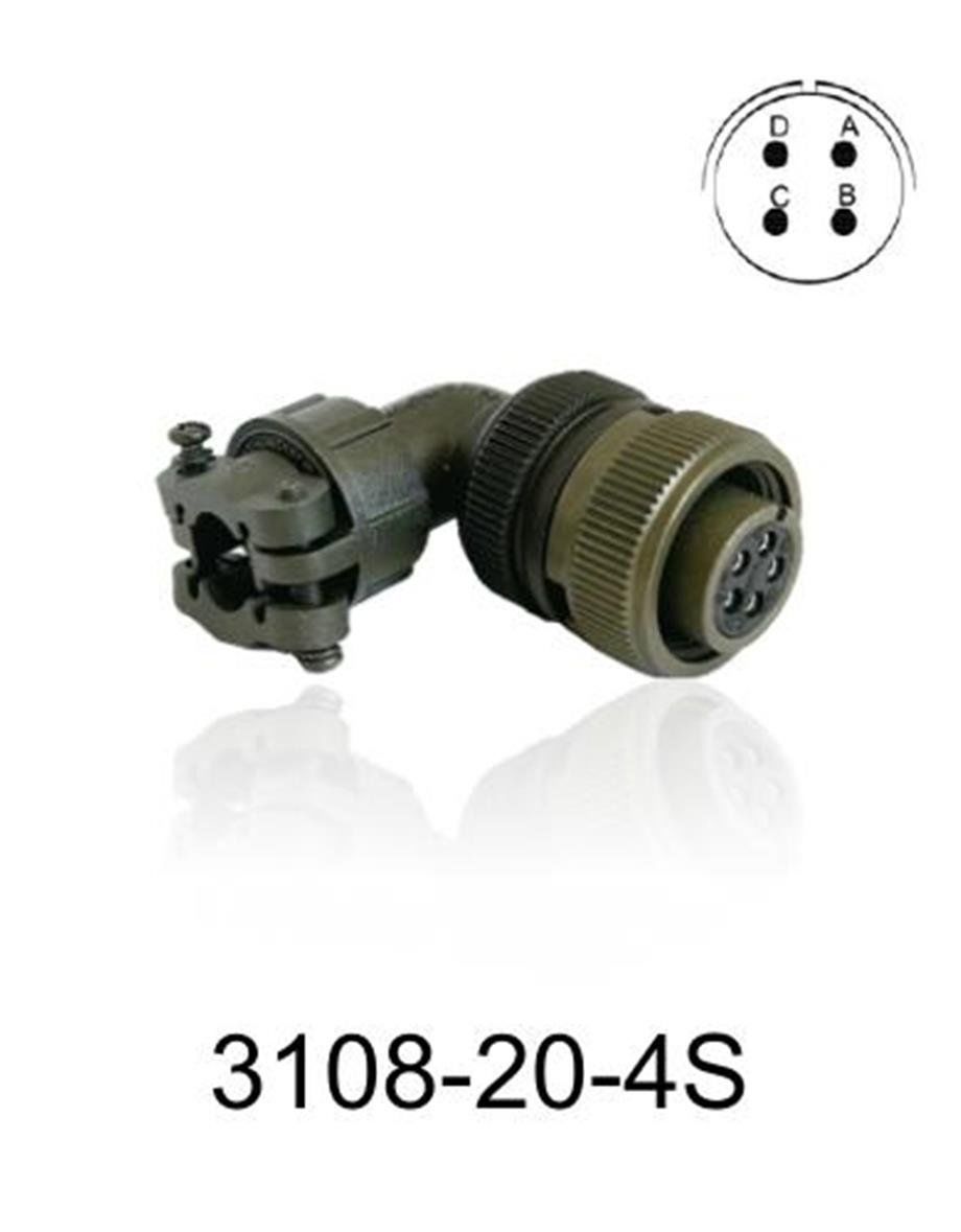 3108-20-4S 3108 Serisi 4 Pinli 12 Amper Askeri Tip Konnektör -Dişi