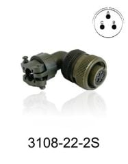 3108-22-2S 3108 Serisi 3 Pinli 12 Amper Askeri Tip Konnektör -Dişi