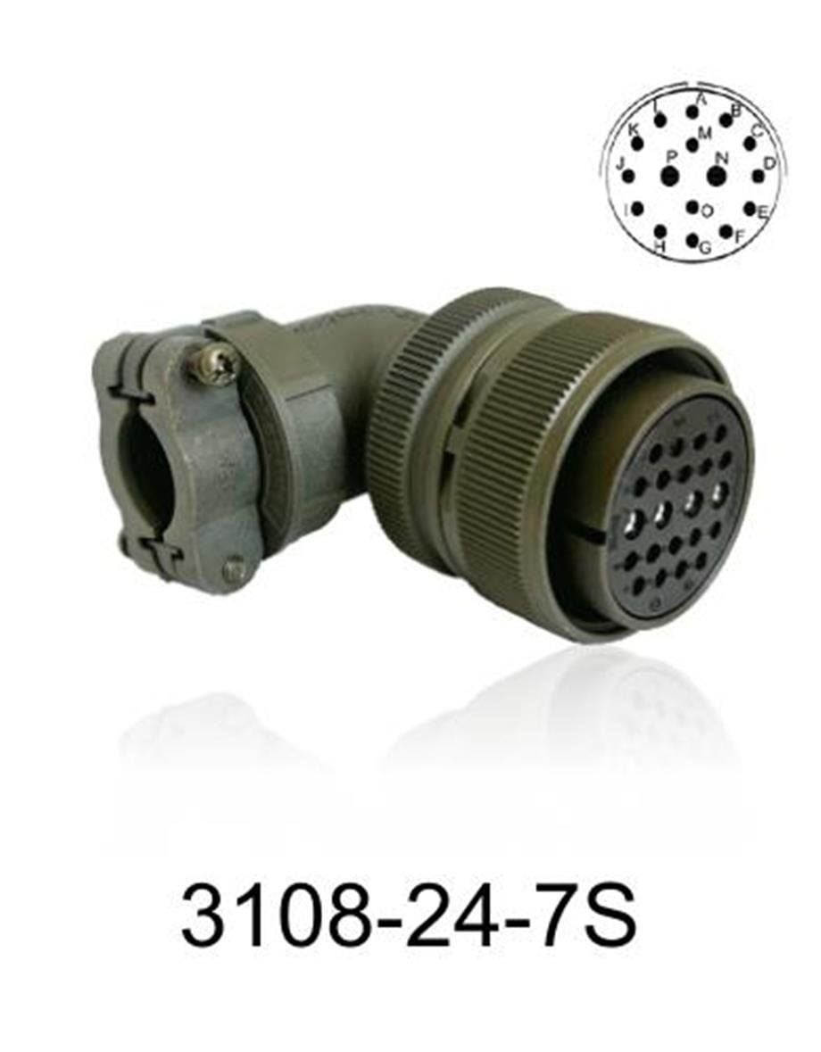3108-24-7S 3108 Serisi 16 Pinli 12 Amper Askeri Tip Konnektör -Dişi