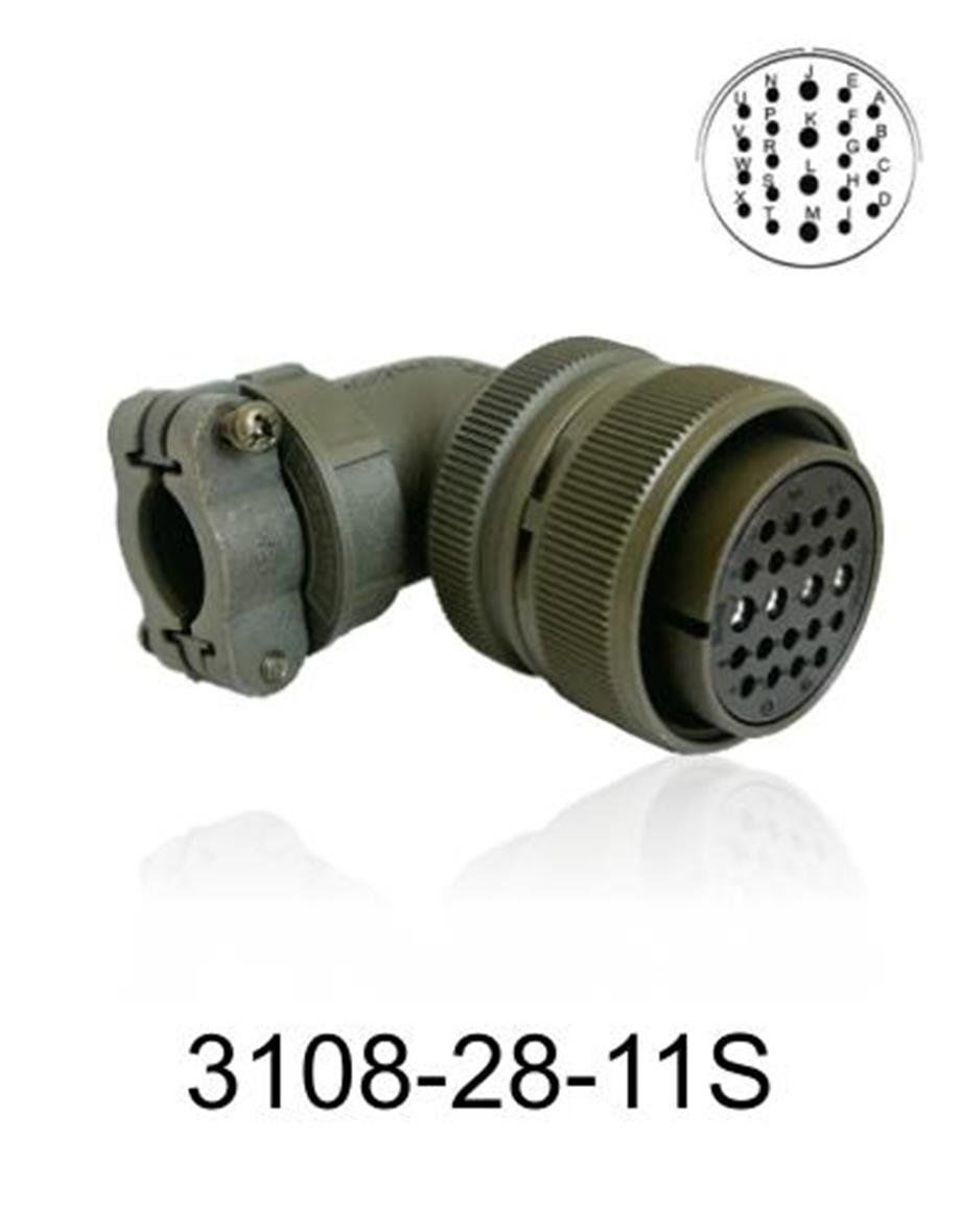 3108-28-11S 3108 Serisi 22 Pinli 16 Amper Askeri Tip Konnektör -Dişi
