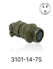 3101-14S-7S 3101 Serisi 3 Pinli 6 Amper Askeri Tip Konnektör -Dişi