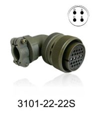 3101-22-22S 3101 Serisi 4 Pinli 12 Amper Askeri Tip Konnektör -Dişi