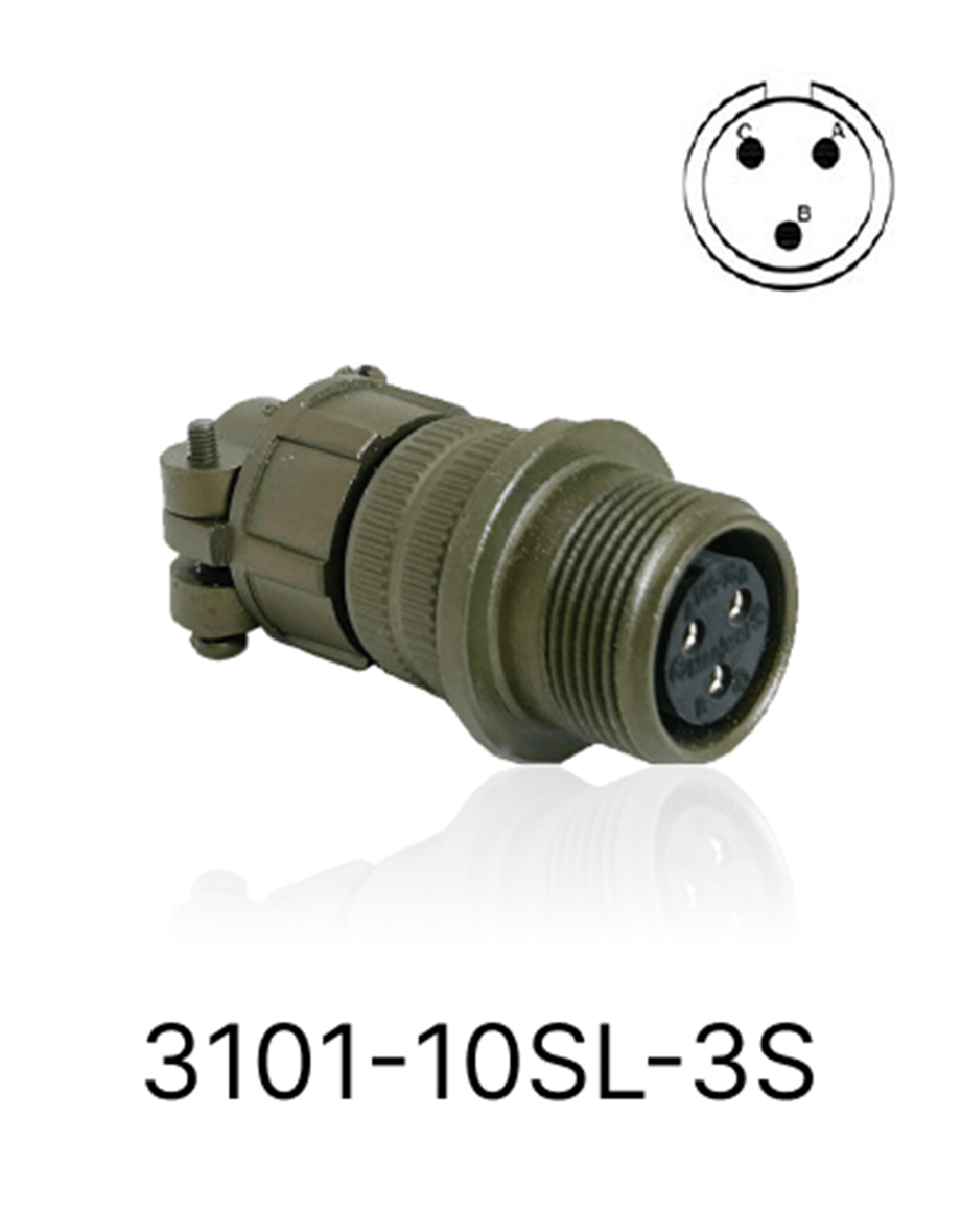 3101-10SL-3S 3101 Serisi 3 Pinli 4 Amper Askeri Tip Konnektör -Dişi