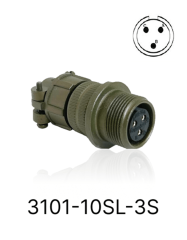 3101-10SL-3S 3101 Serisi 3 Pinli 4 Amper Askeri Tip Konnektör -Dişi